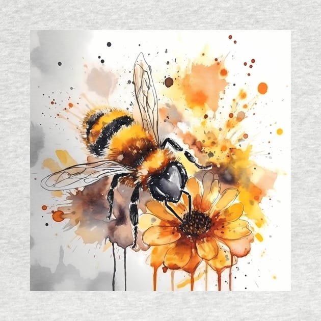 A bee collects honey on a flower. by osadchyii